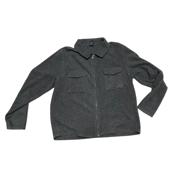 Women's Vintage Gap Double Pocket Full Zip Fleece Shirt Jacket Gray Size Large - Picture 2 of 12
